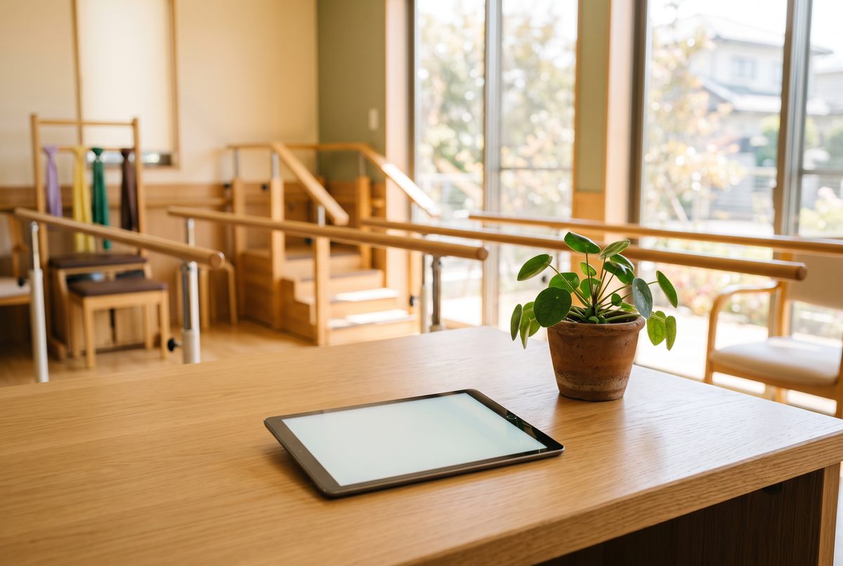 タブレットで介護記録を入力するイメージ